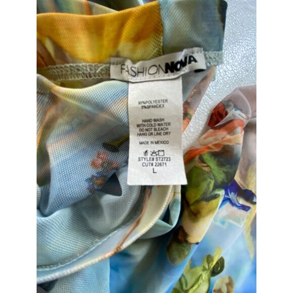 Looking Down On‎ Us Mesh Pant Set By Fashion Nova Size Large Sexy Pastel Bodycon - Picture 8 of 9